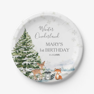 Assiettes En Carton Animaux à feuillage persistant Hiver Onederland An