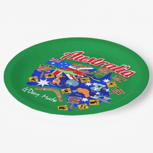 Assiettes En Carton Animaux australiens et emplacements (Angle)