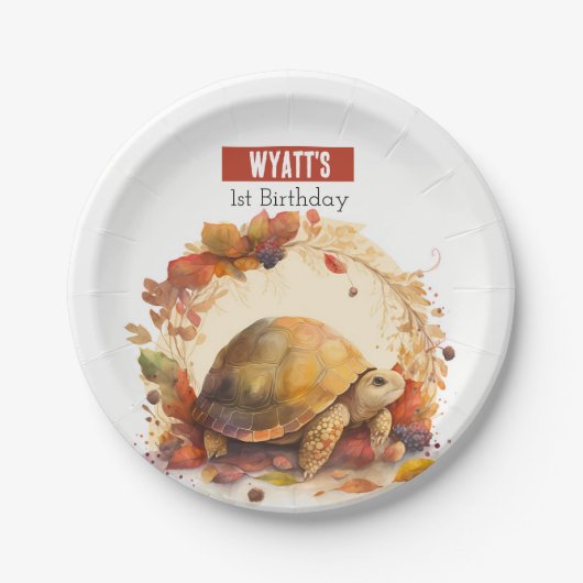 Assiettes En Carton Animaux d'automne personnalisés thème Anniversaire (Devant)