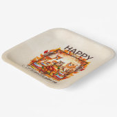 Assiettes En Carton Animaux de bois d'action amicale Feuilles d'automn (Angulaire)