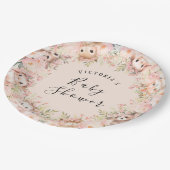 Assiettes En Carton Animaux de bois rose Nom personnalisé (Angle)