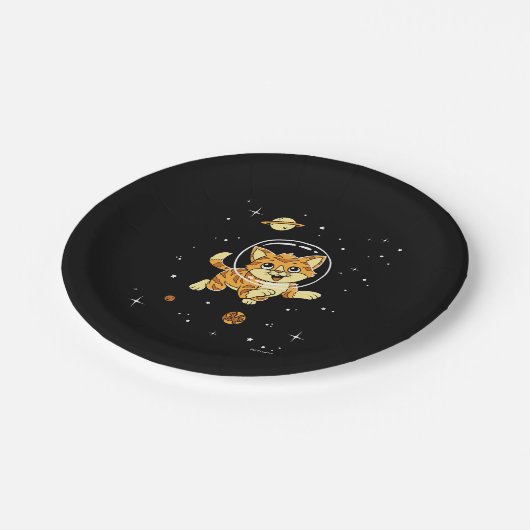 Assiettes En Carton Animaux De Chat Dans L'Espace (Angle)