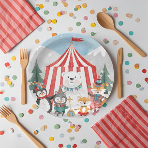 Assiettes En Carton Animaux de cirque d'hiver