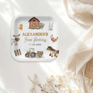 Assiettes En Carton Animaux de ferme 1er anniversaire