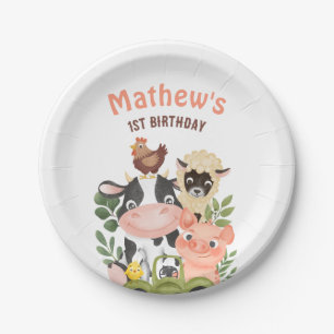 Assiettes En Carton Animaux de ferme Barnyard 1er 2e anniversaire