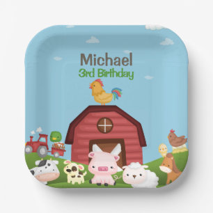 Assiettes En Carton Animaux de ferme Barnyard Anniversaire