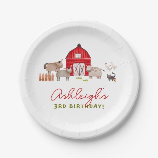Assiettes En Carton Animaux de ferme Barnyard Bash fête d'anniversaire (Devant)