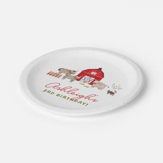 Assiettes En Carton Animaux de ferme Barnyard Bash fête d'anniversaire (Angle)