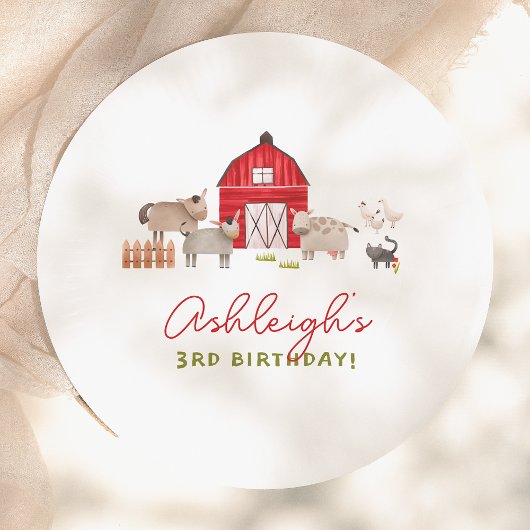 Assiettes En Carton Animaux de ferme Barnyard Bash fête d'anniversaire