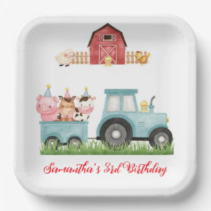 Assiettes En Carton Animaux de ferme Blue Boy Barnyard Fête d'annivers