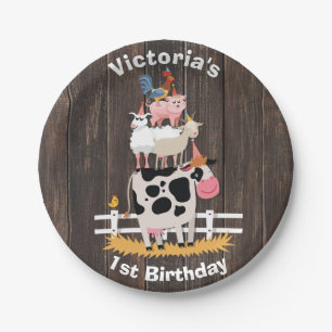 Assiettes En Carton Animaux de ferme empilés Barnyard fête d'anniversa