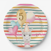 Assiettes En Carton Animaux de ferme fête Anniversaire Llama Stripes (Devant)