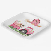Assiettes En Carton Animaux de ferme Fille rose Barnyard fête d'annive (Angulaire)