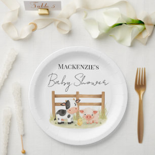 Assiettes En Carton Animaux de ferme mignons Vache, Cochon et Poussin 