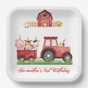Assiettes En Carton Animaux de ferme Red Boy Barnyard fête d'anniversa