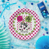 Assiettes En Carton Animaux de ferme Vache rose 4e Plaques de papier d (Fête)