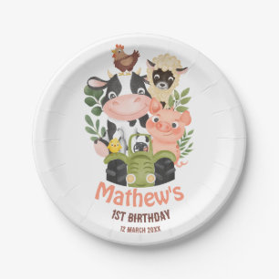Assiettes En Carton Animaux de ferme Vache sainte 1er 2e anniversaire