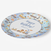 Assiettes En Carton Animaux de fête en train Kid Jungle Joyeux anniver (Angle)