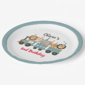 Assiettes En Carton Animaux de fête mignons en train Personnalisé (Angle)