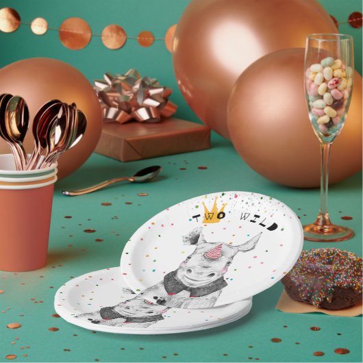 Assiettes En Carton Animaux de fête moderne fête d'anniversaire (Multi)