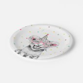 Assiettes En Carton Animaux de fête Safari Wild One Tiger Zoo Annivers (Angle)