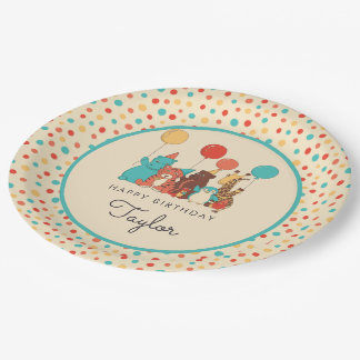 Assiettes En Carton Animaux de Fête Tigre, Manchot, Hippopotame Annive
