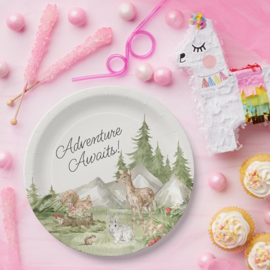 Assiettes En Carton Animaux de forêt Aventure Attend (Fête)