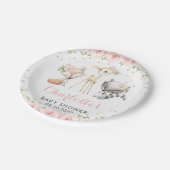 Assiettes En Carton Animaux de forêt, Fleurs roses, Baby shower (Angle)
