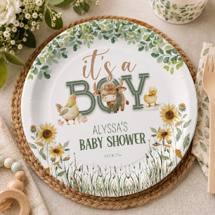 Assiettes En Carton Animaux de la ferme Baby Boy Baby Shower
