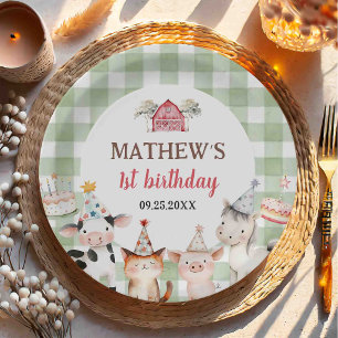 Assiettes En Carton Animaux de la Ferme Cour de Ferme 1er Anniversaire
