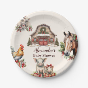 Assiettes En Carton Animaux de la ferme d'hiver Noël