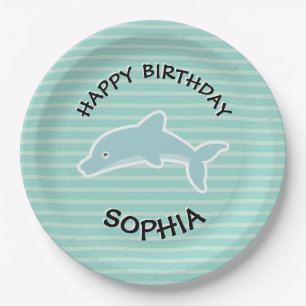 Assiettes En Carton Animaux de la fête d'anniversaire des dauphins
