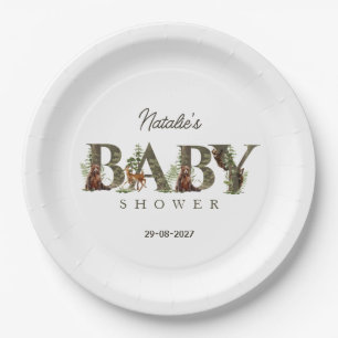 Assiettes En Carton Animaux de la forêt Baby Shower Boisée