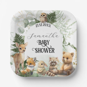 Assiettes En Carton Animaux de la forêt Baby shower de la forêt
