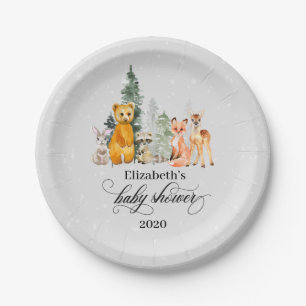 Assiettes En Carton Animaux de la forêt hivernale de vacances