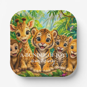 Assiettes En Carton Animaux de la jungle bébé