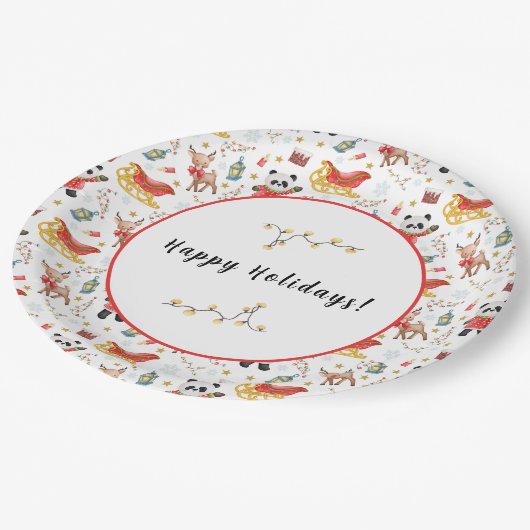 Assiettes En Carton Animaux de Noël (Angle)