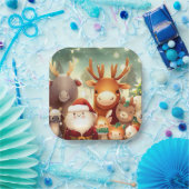Assiettes En Carton Animaux de Noël 8 (Fête)