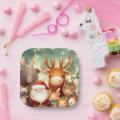Assiettes En Carton Animaux de Noël 8 (Fête)