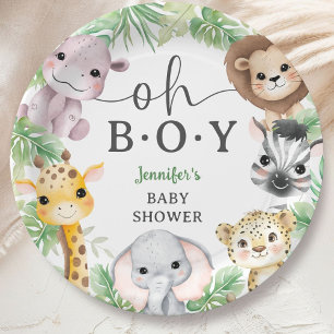Assiettes En Carton Animaux de Safari Baby Shower Oh Garçon Jungle Mig