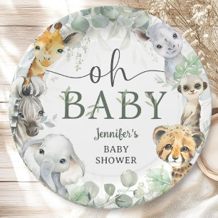 Assiettes En Carton Animaux de Safari Jungle Baby Shower Oh Bébé