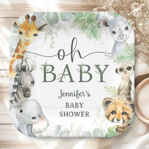 Assiettes En Carton Animaux de Safari Jungle Baby Shower Oh Bébé