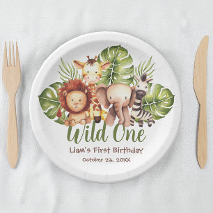 Assiettes En Carton Animaux de Safari Sauvage Anniversaire de Premier 