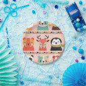 Assiettes En Carton Animaux de vacances d'hiver (Fête)