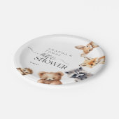 Assiettes En Carton Animaux des bois Baby shower moderne (Angle)