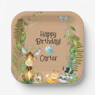 Assiettes En Carton Animaux des bois Bébé Anniversaire
