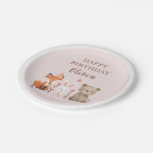 Assiettes En Carton Animaux des bois rose d'anniversaire (Angle)