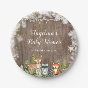 Assiettes En Carton Animaux d'hiver rustiques Bois Anniversaire