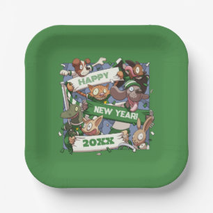 Assiettes En Carton Animaux drôles ajoutent le nouveau an Les fans de 