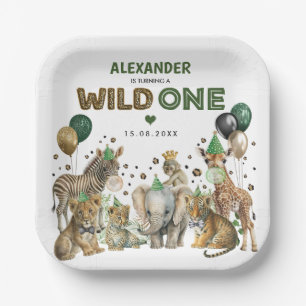Assiettes En Carton Animaux d'une fête sauvage Jungle 1er anniversaire